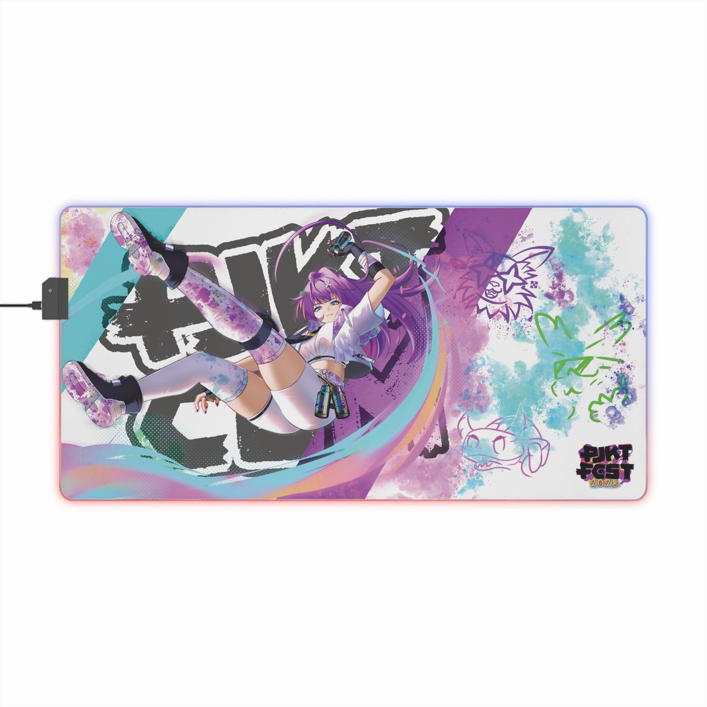 PJKT Revi LED Gaming Mouse Pad  27.6" (White)