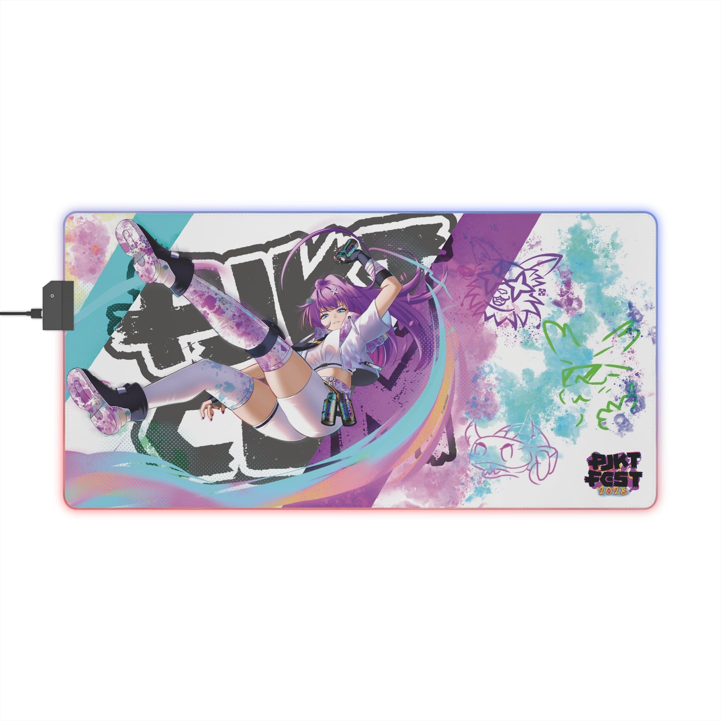 PJKT Revi LED Gaming Mouse Pad  23.6" (White)