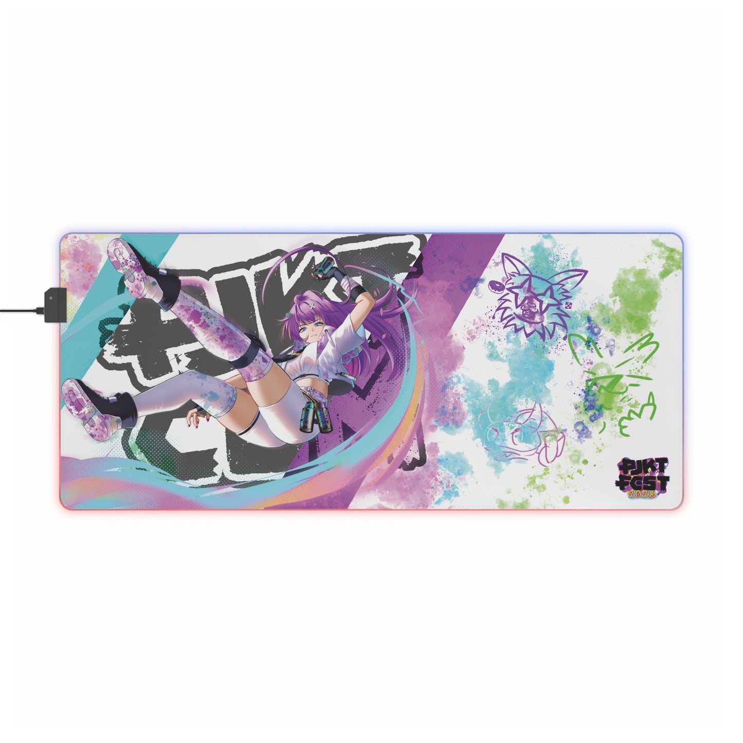 PJKT Revi LED Gaming Mouse Pad  35.4" (White)